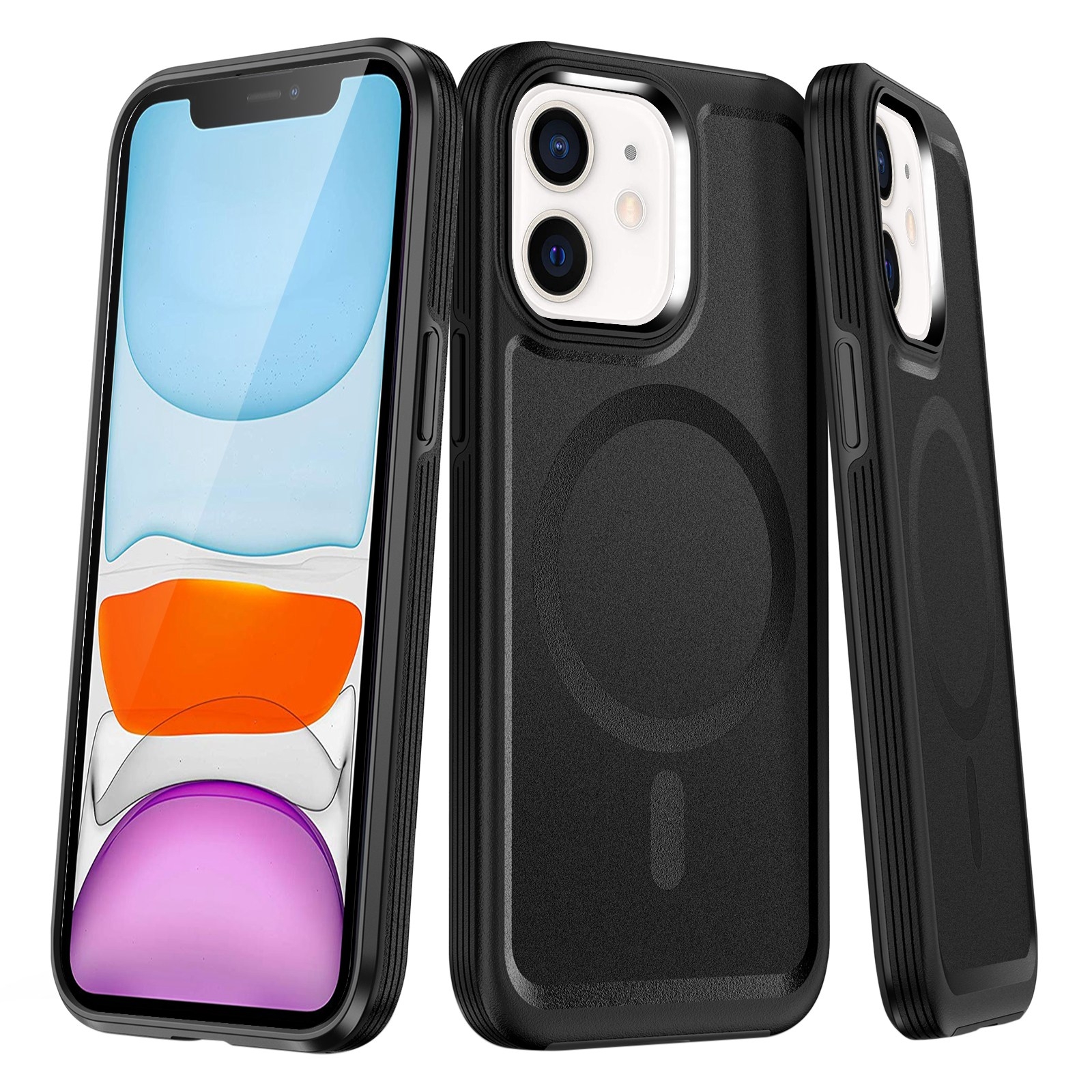For iPhone 11 Shield Armor MagSafe TPU Hybrid PC Phone Case(Black) - Shopkiz.com
