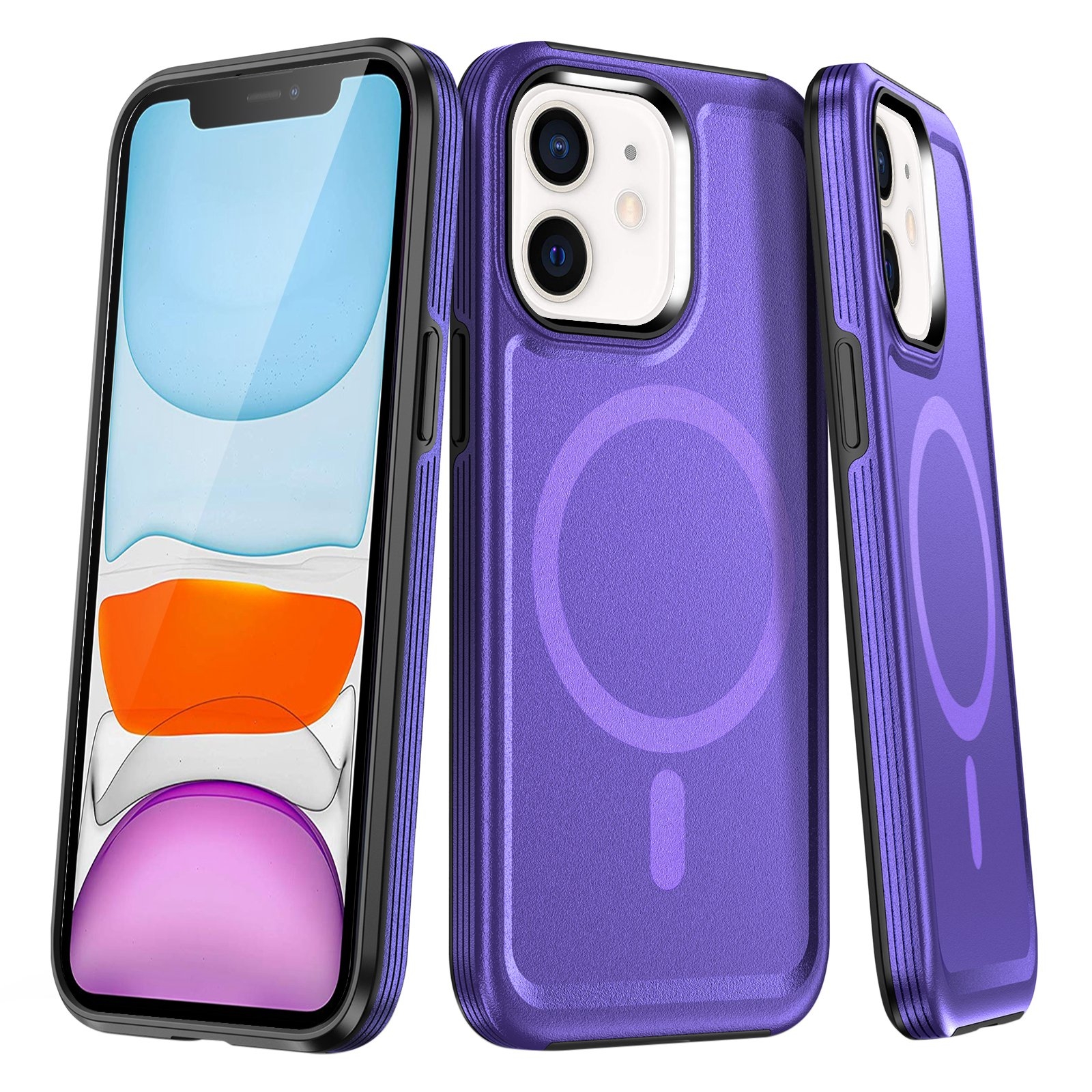 For iPhone 11 Shield Armor MagSafe TPU Hybrid PC Phone Case(Purple) - Shopkiz.com