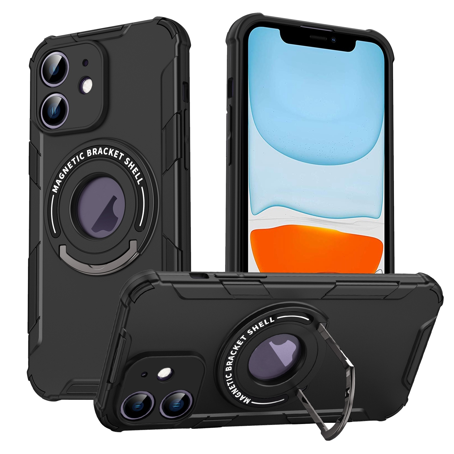 For iPhone 11 MagSafe Magnetic Holder Phone Case(Black) - Shopkiz.com