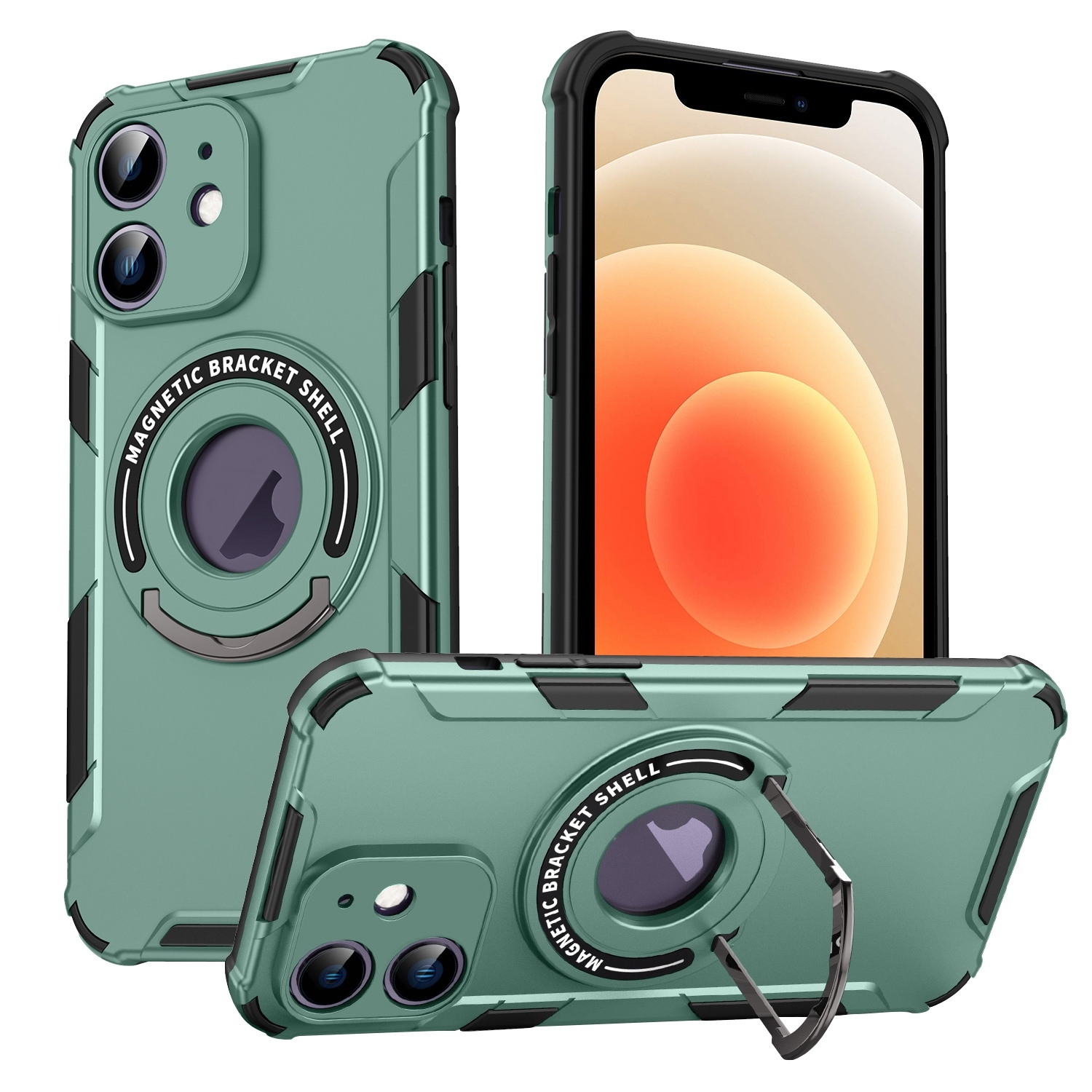 For iPhone 12 MagSafe Magnetic Holder Phone Case(Green) - Shopkiz.com