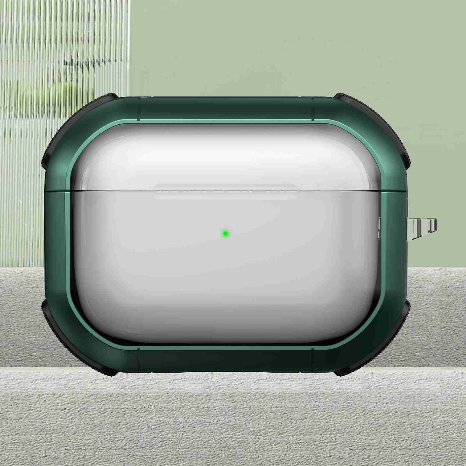 For AirPods Pro Thunder Transparent Armor Wireless Earphones Protective Case(Green) - Shopkiz.com