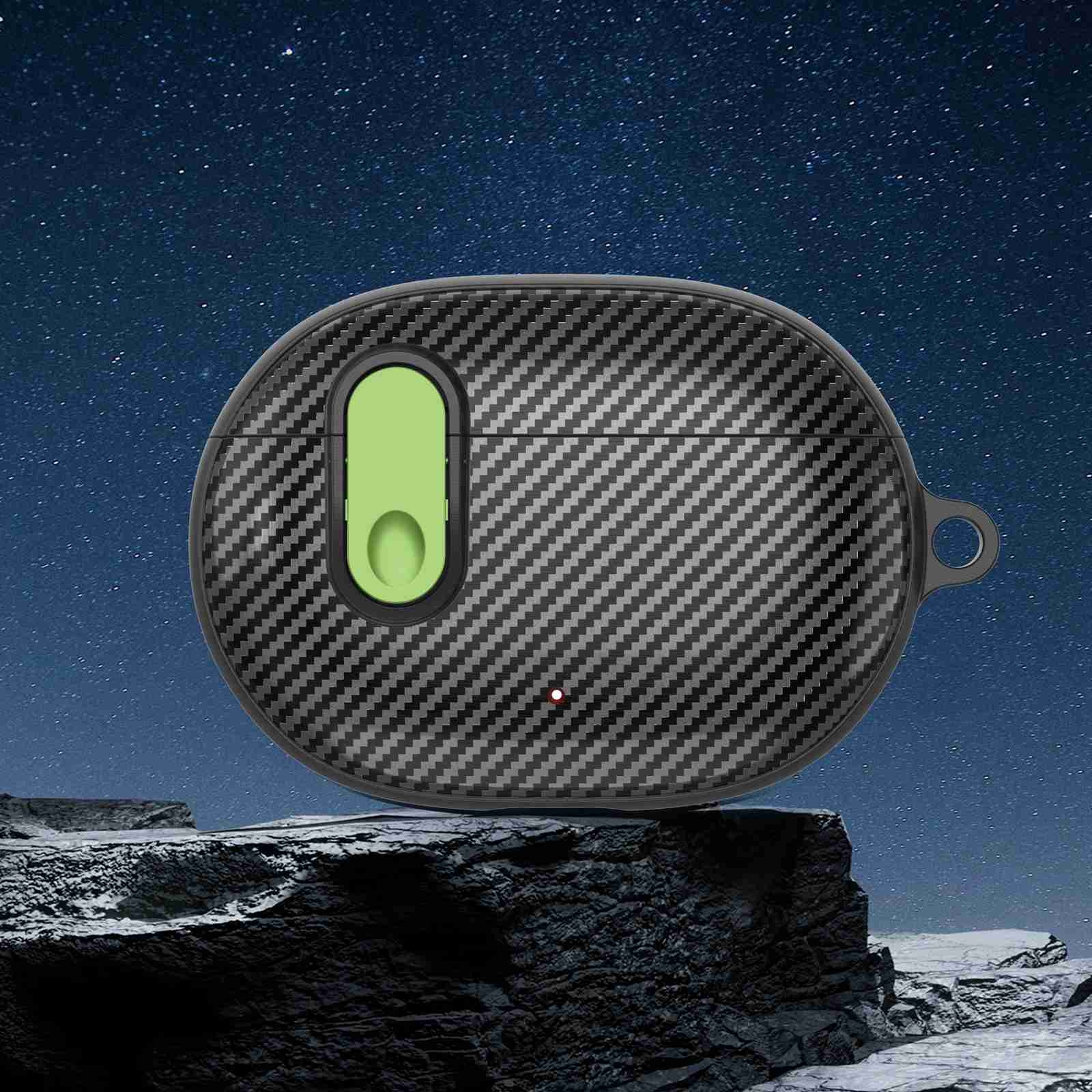 For Beats Studio Buds Switch Carbon Fiber Wireless Earphones Protective Case(Black Light Green) - Shopkiz.com