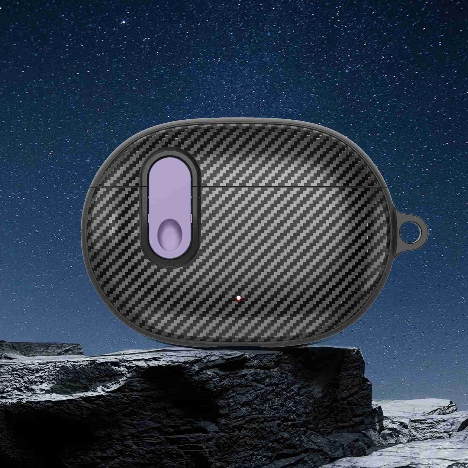 For Beats Studio Buds Switch Carbon Fiber Wireless Earphones Protective Case(Black Purple) - Shopkiz.com