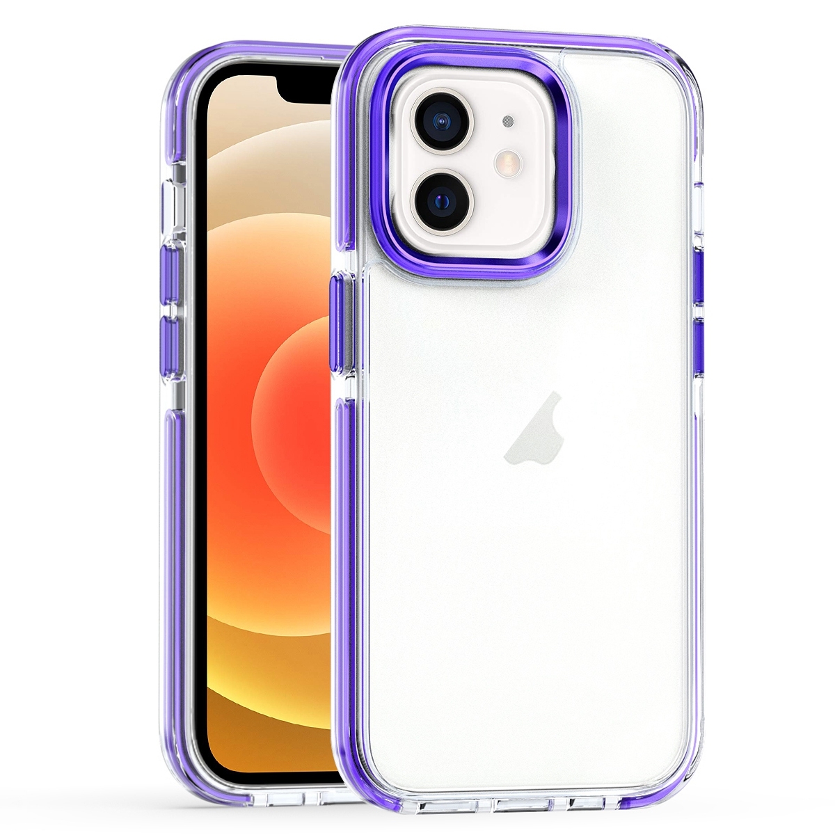 For iPhone 12 / 12 Pro Two-color TPU Transparent PC Phone Case(Purple) - Shopkiz.com