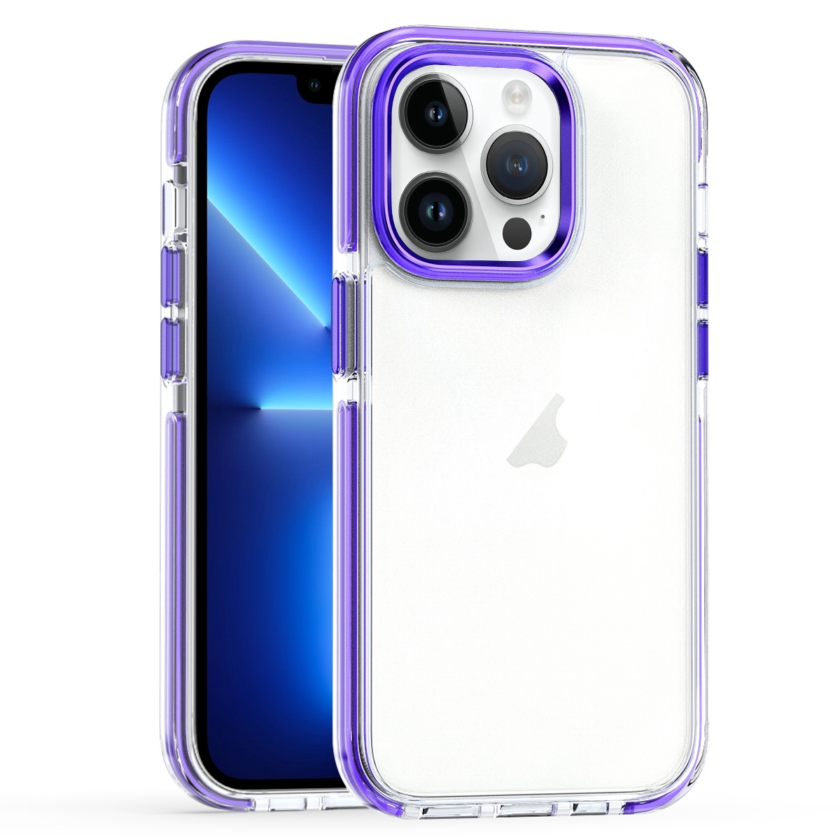 For iPhone 13 Pro Two-color TPU Transparent PC Phone Case(Purple) - Shopkiz.com