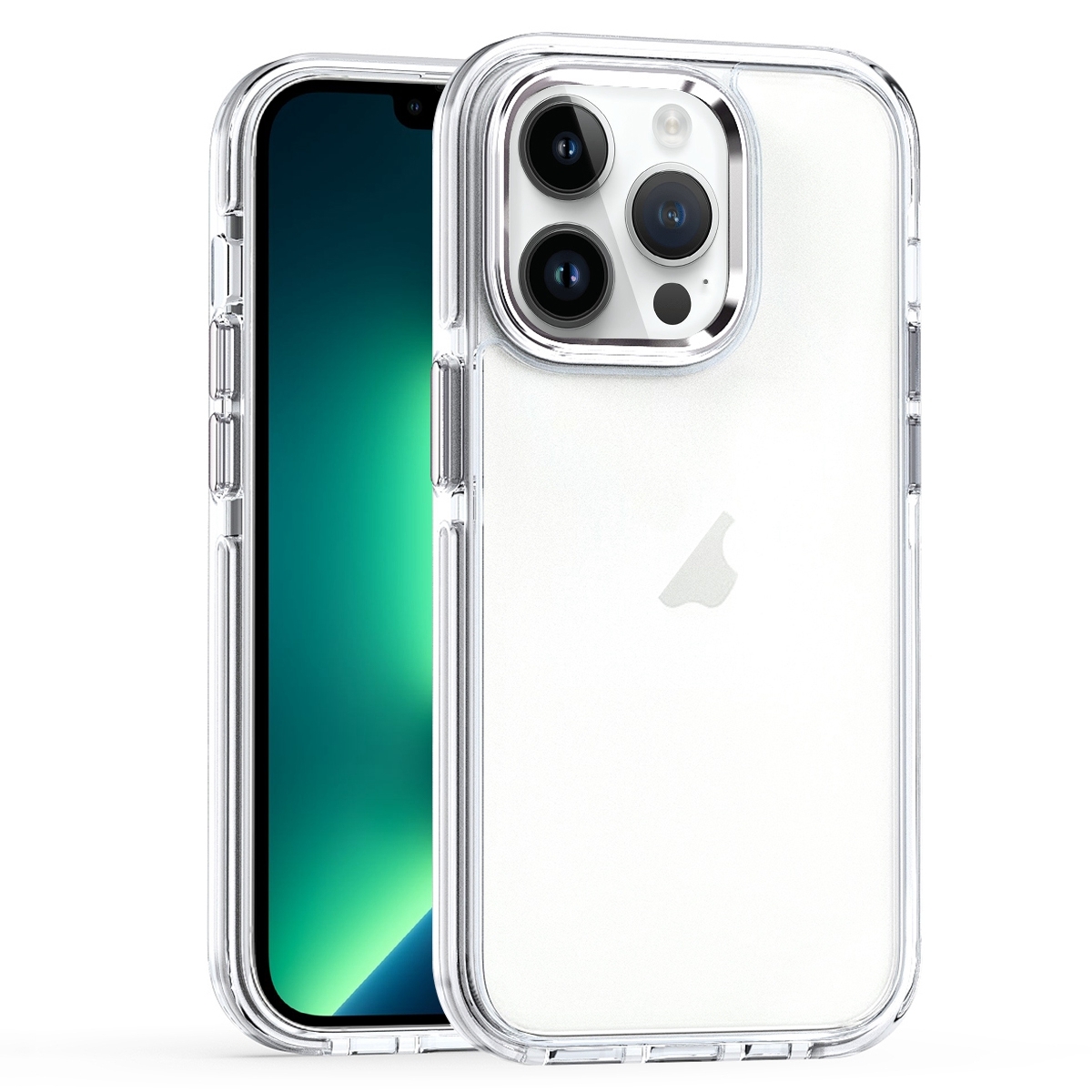 For iPhone 13 Pro Max Two-color TPU Transparent PC Phone Case(White) - Shopkiz.com