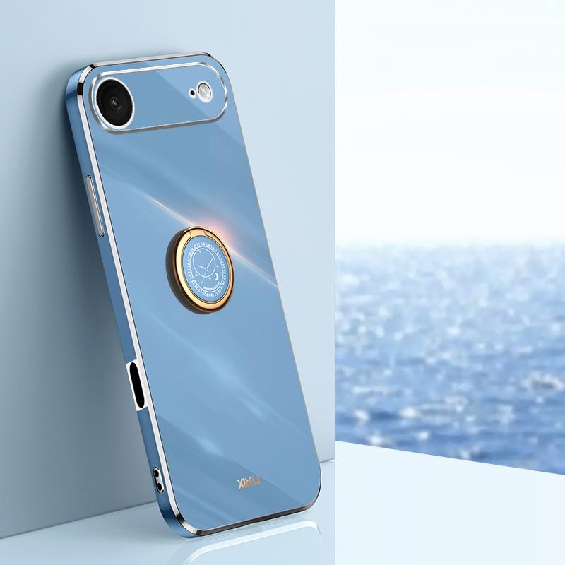 For iPhone Air XINLI Straight Edge 6D Electroplate TPU Phone Case with Ring Holder(Celestial Blue) - Shopkiz.com