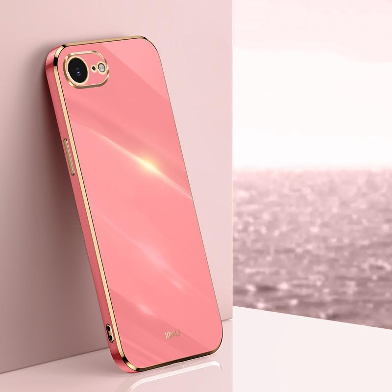 For iPhone 16e / 17e XINLI Straight Edge 6D Electroplate TPU Phone Case(Hawthorn Red) - Shopkiz.com