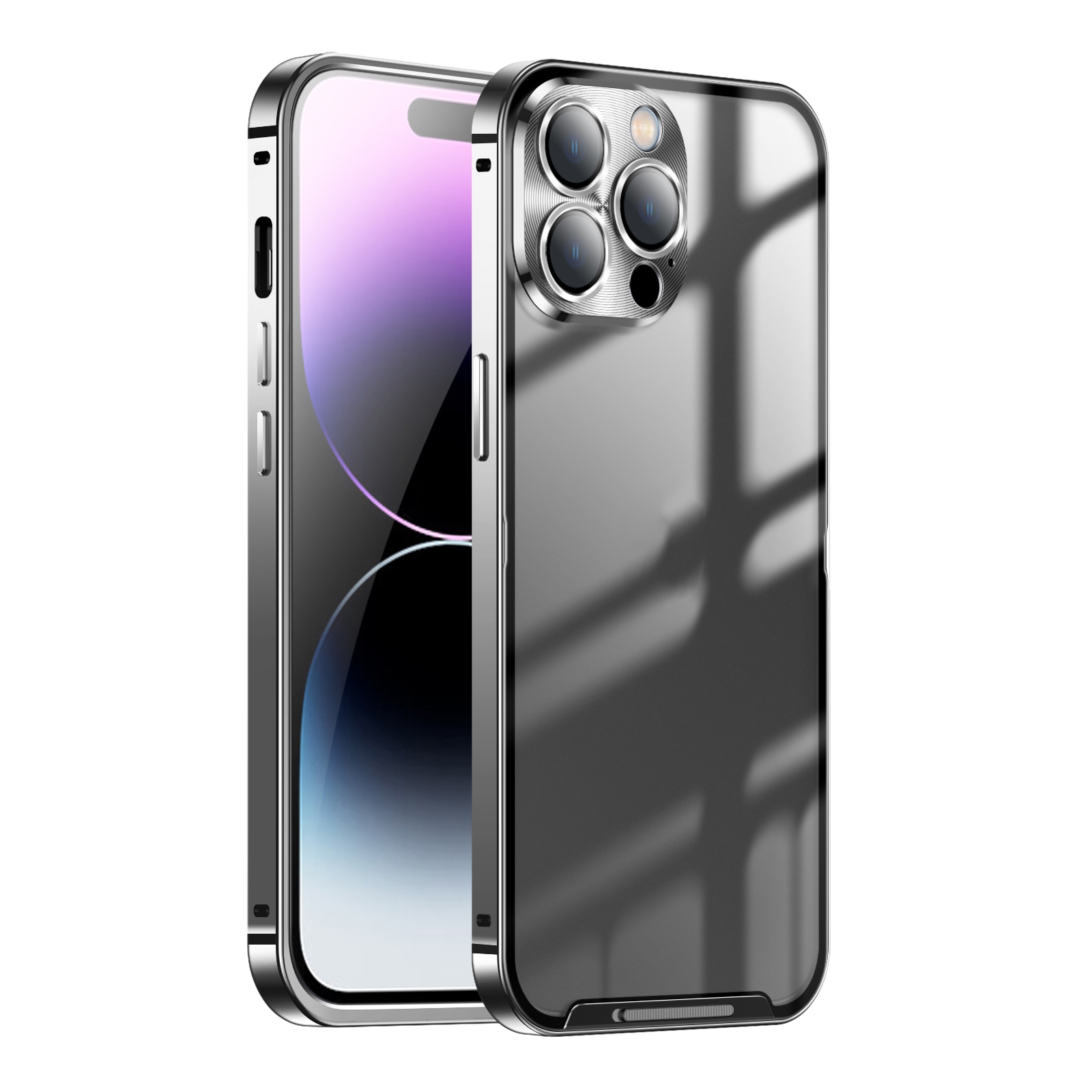 For iPhone 15 Pro Frosted Metal Phone Case(Black) - Shopkiz.com