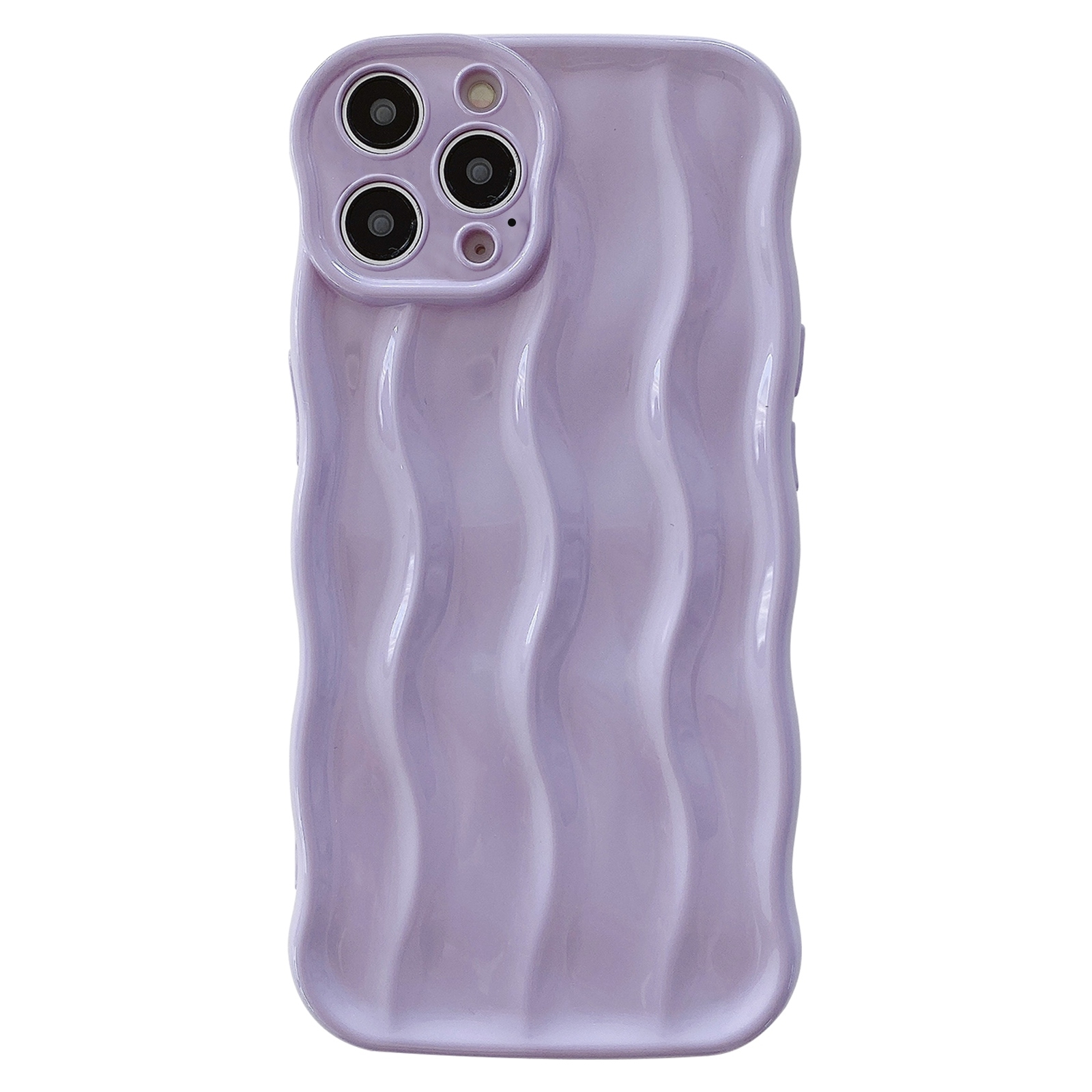 For iPhone 15 Pro Wave Texture Bright TPU Phone Case(Purple) - Shopkiz.com