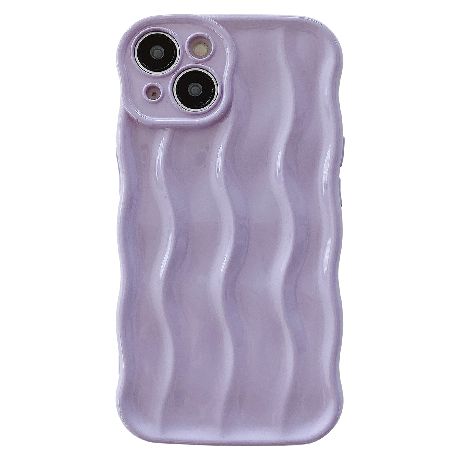For iPhone 14 Wave Texture Bright TPU Phone Case(Purple) - Shopkiz.com