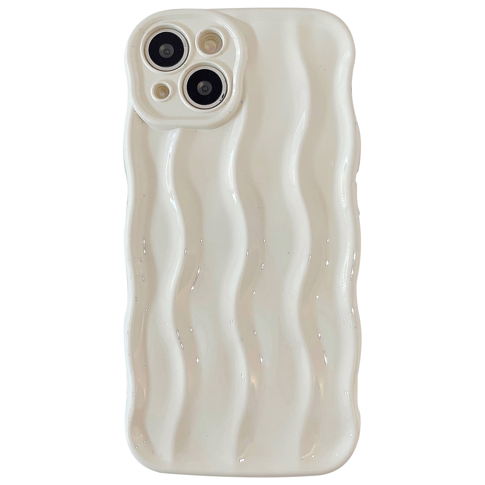 For iPhone 14 Wave Texture Bright TPU Phone Case(Milky White) - Shopkiz.com