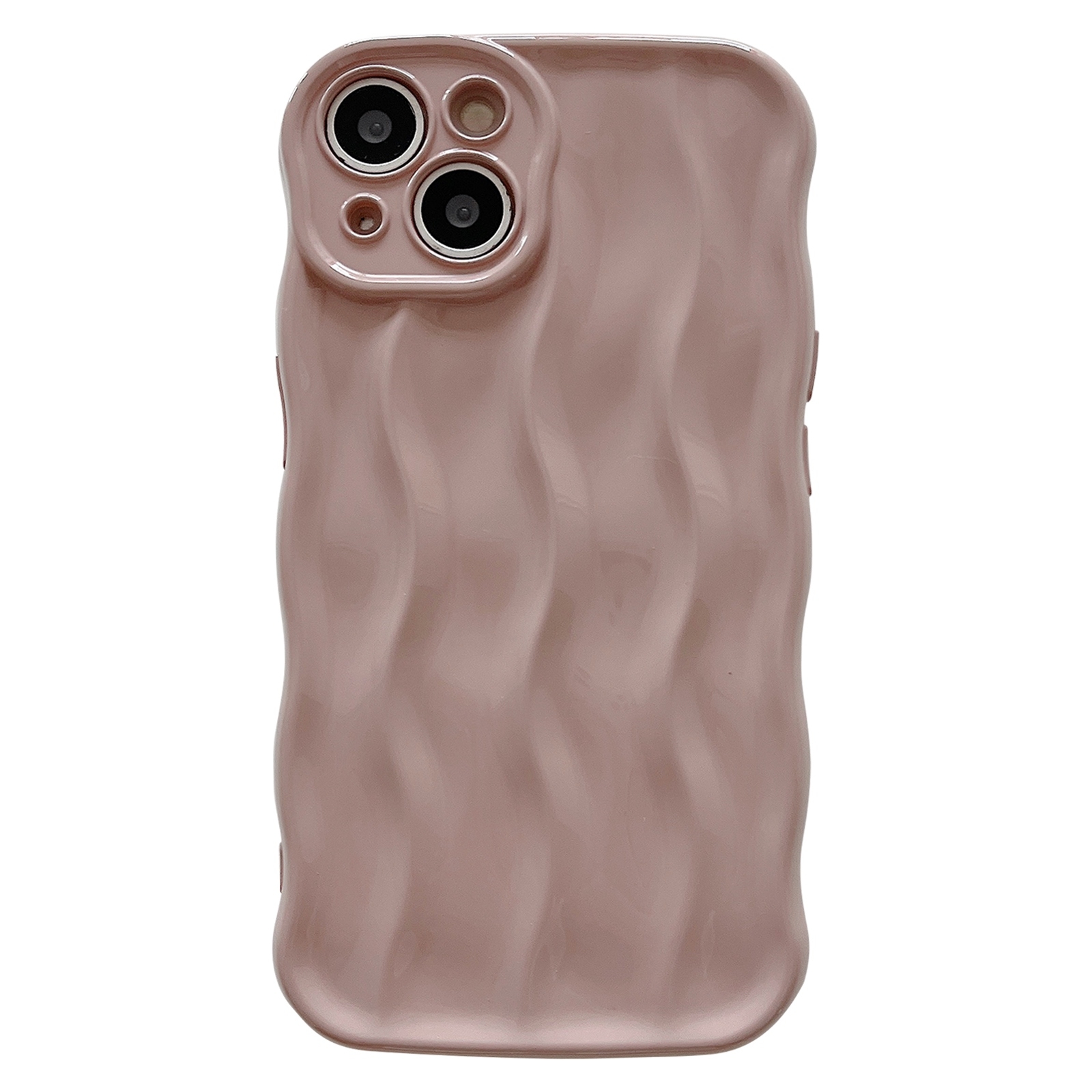 For iPhone 13 Wave Texture Bright TPU Phone Case(Apricot) - Shopkiz.com