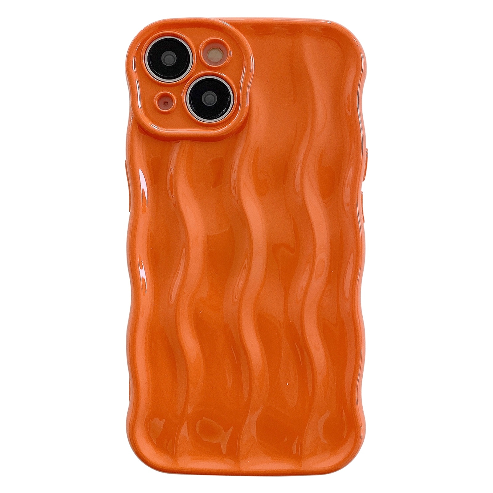 For iPhone 13 Wave Texture Bright TPU Phone Case(Orange) - Shopkiz.com