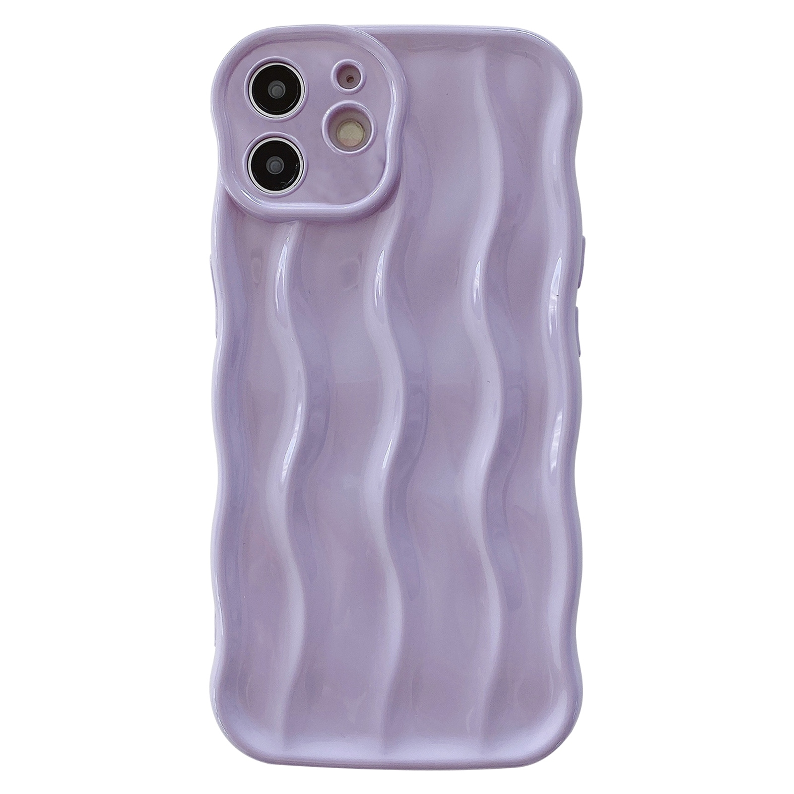 For iPhone 12 Wave Texture Bright TPU Phone Case(Purple) - Shopkiz.com