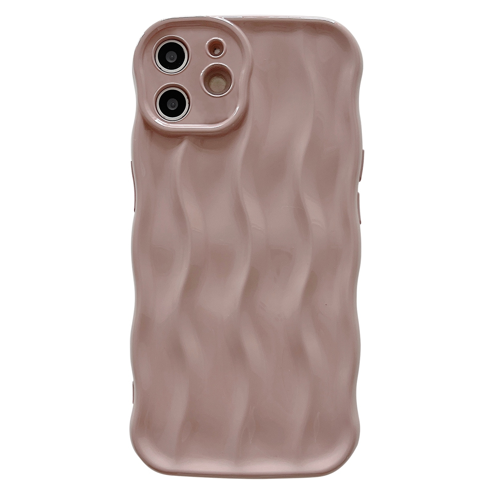 For iPhone 12 Wave Texture Bright TPU Phone Case(Apricot) - Shopkiz.com