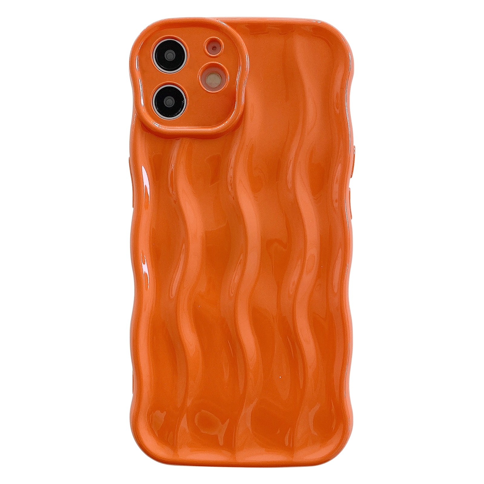 For iPhone 12 Wave Texture Bright TPU Phone Case(Orange) - Shopkiz.com