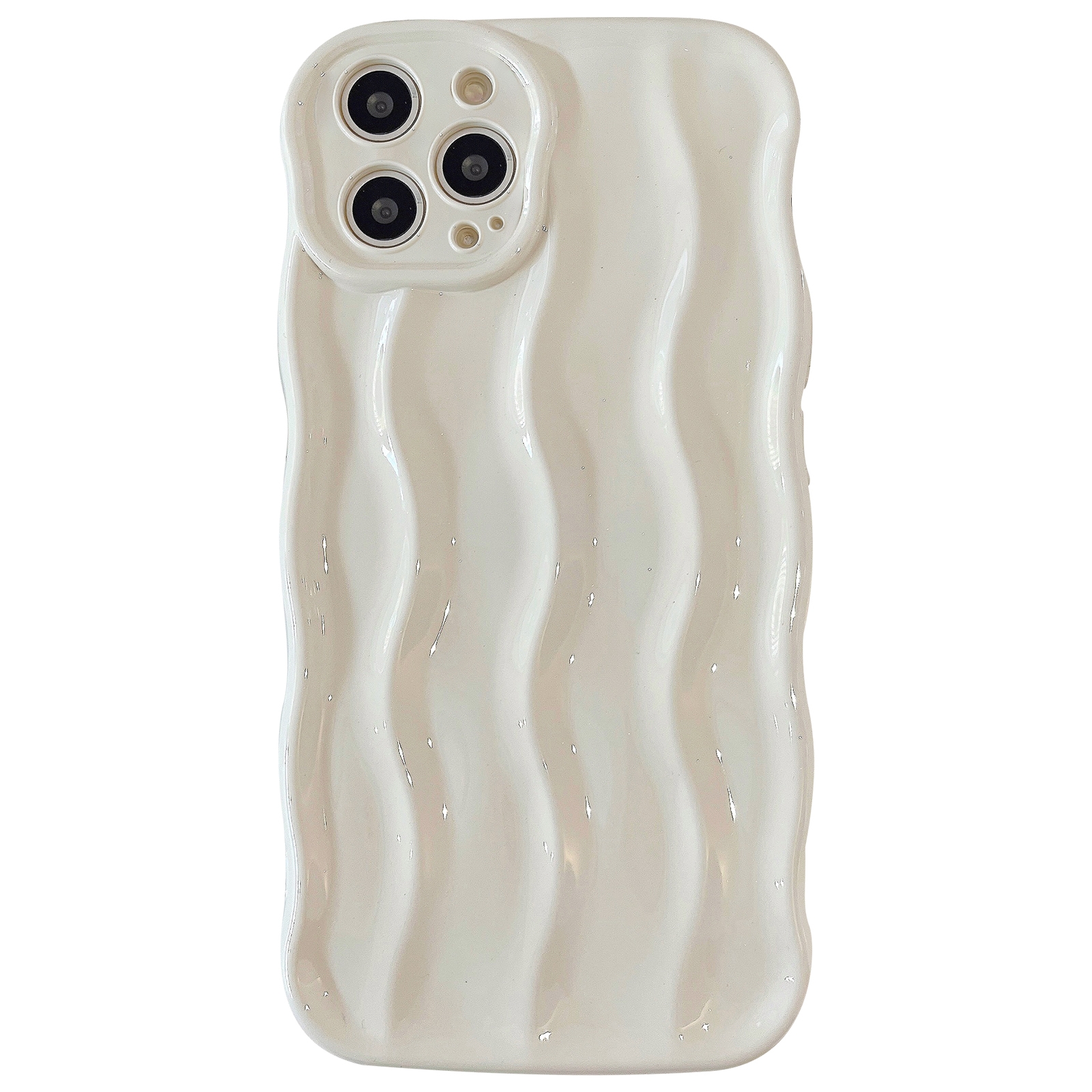 For iPhone 12 Pro Wave Texture Bright TPU Phone Case(Milky White) - Shopkiz.com