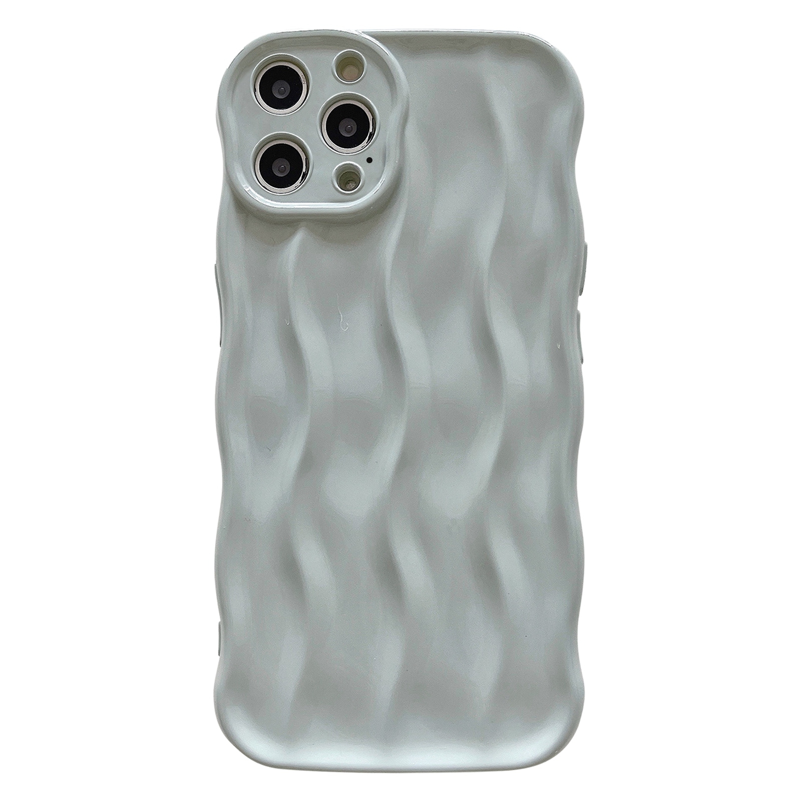 For iPhone 11 Pro Max Wave Texture Bright TPU Phone Case(White) - Shopkiz.com