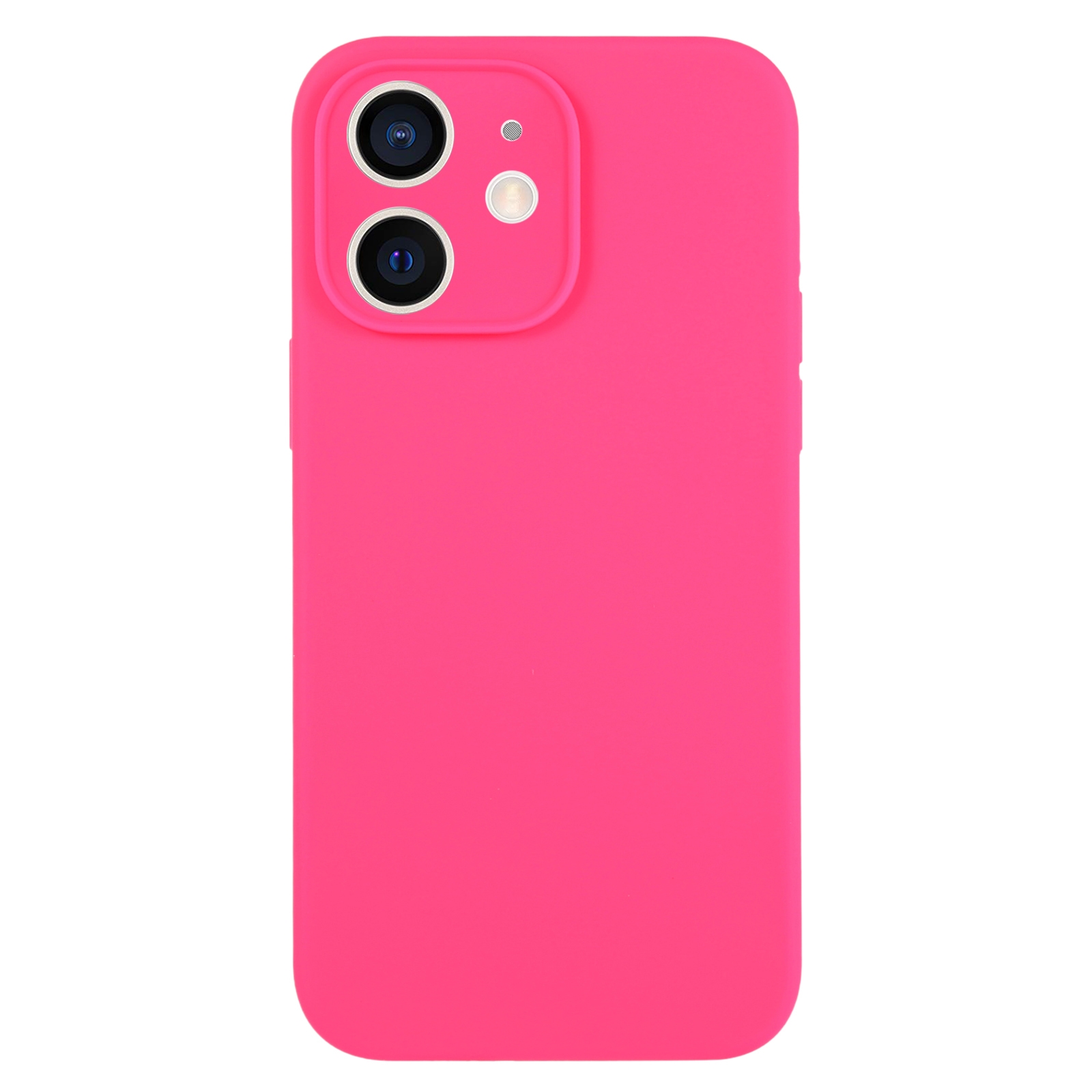 For iPhone 12 Pure Color Liquid Silicone Fine Pore Phone Case(Fresh Pink) - Shopkiz.com