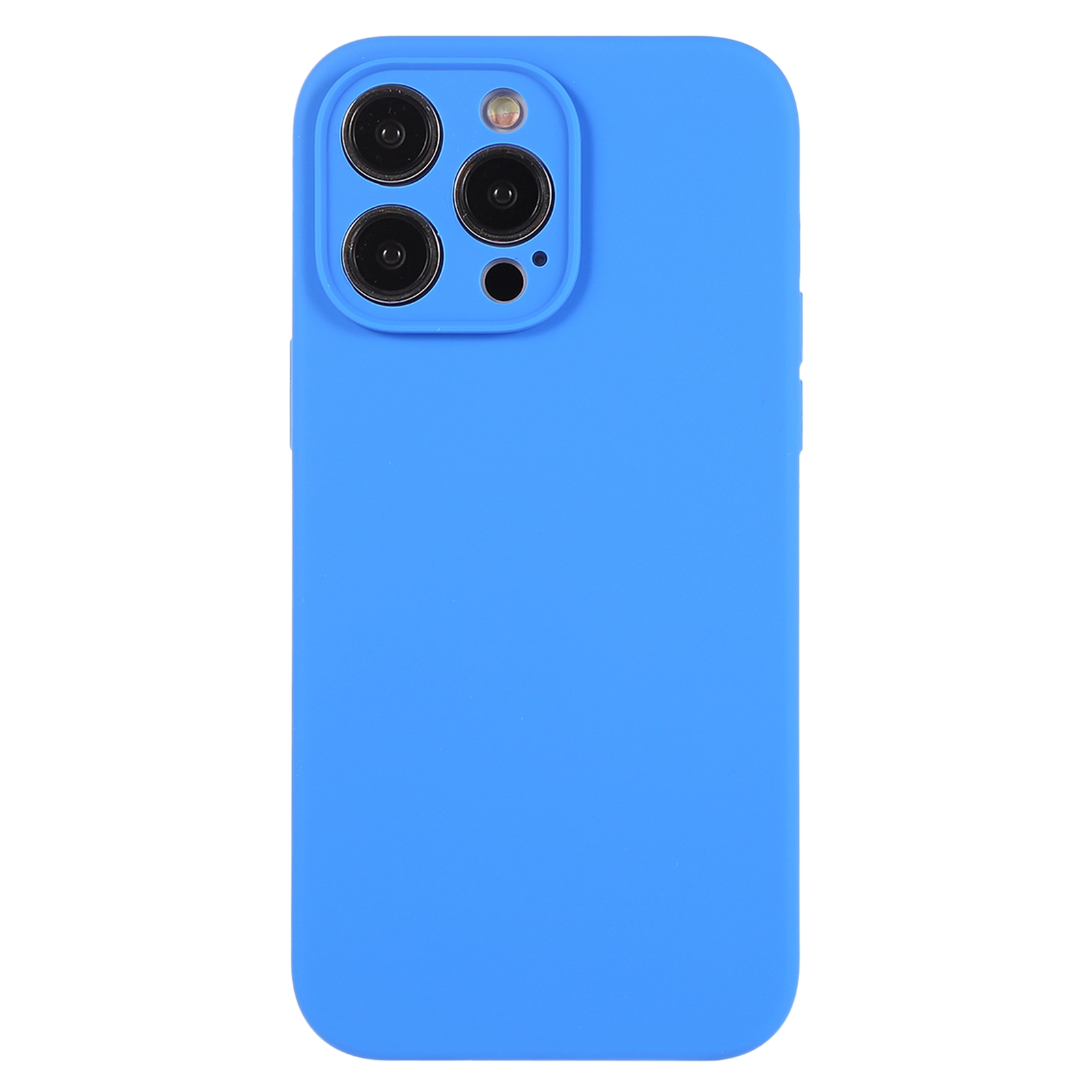 For iPhone 12 Pro Max Pure Color Liquid Silicone Fine Pore Phone Case(Lake Blue) - Shopkiz.com