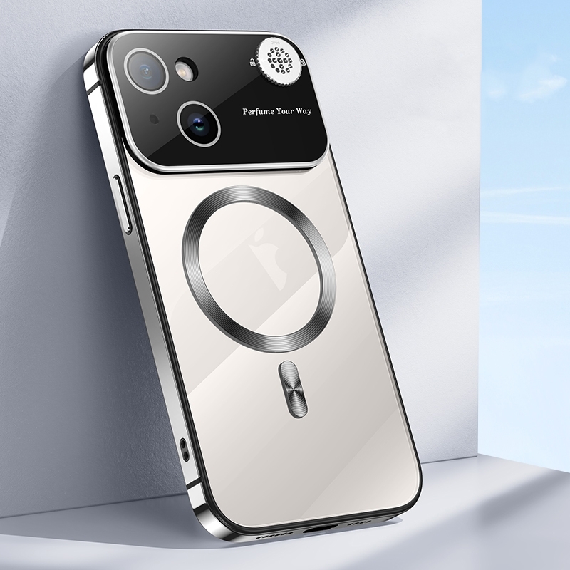 For iPhone 15 Aromatherapy MagSafe Magnetic Phone Case(Starlight Silver) - Shopkiz.com