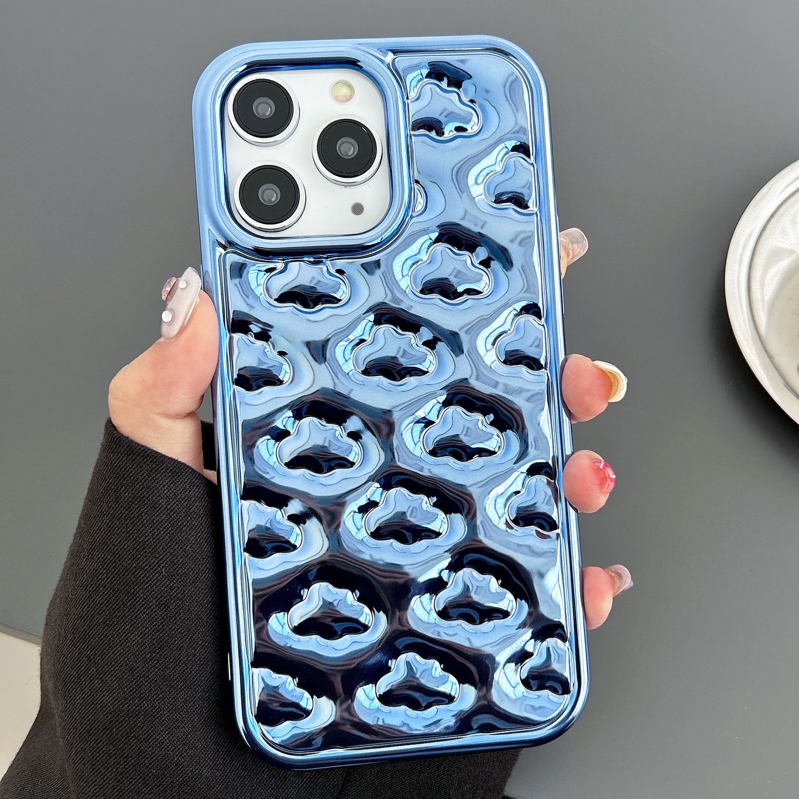 For iPhone 11 Pro Cloud Texture Electroplated TPU Phone Case(Blue) - Shopkiz.com