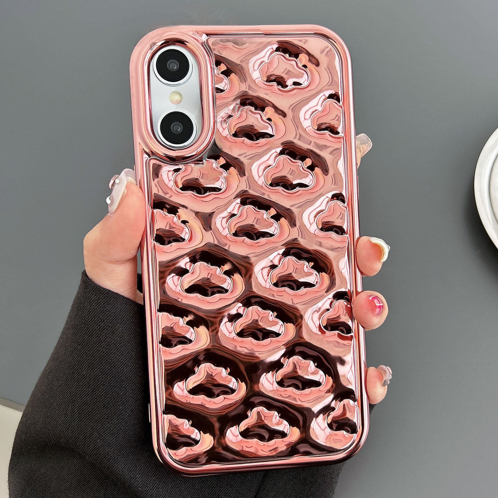 For iPhone XS / X Cloud Texture Electroplated TPU Phone Case(Rose Gold) - Shopkiz.com