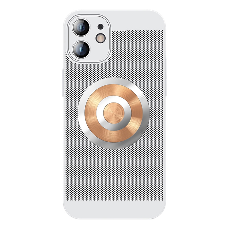 For iPhone 11 Honeycomb Hole Copper Cooling Phone Case with Lens Film(Silver) - Shopkiz.com