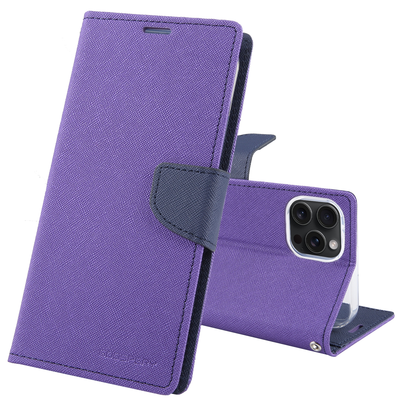 For iPhone 15 Pro Max GOOSPERY FANCY DIARY Cross Texture Leather Phone Case(Purple) - Shopkiz.com
