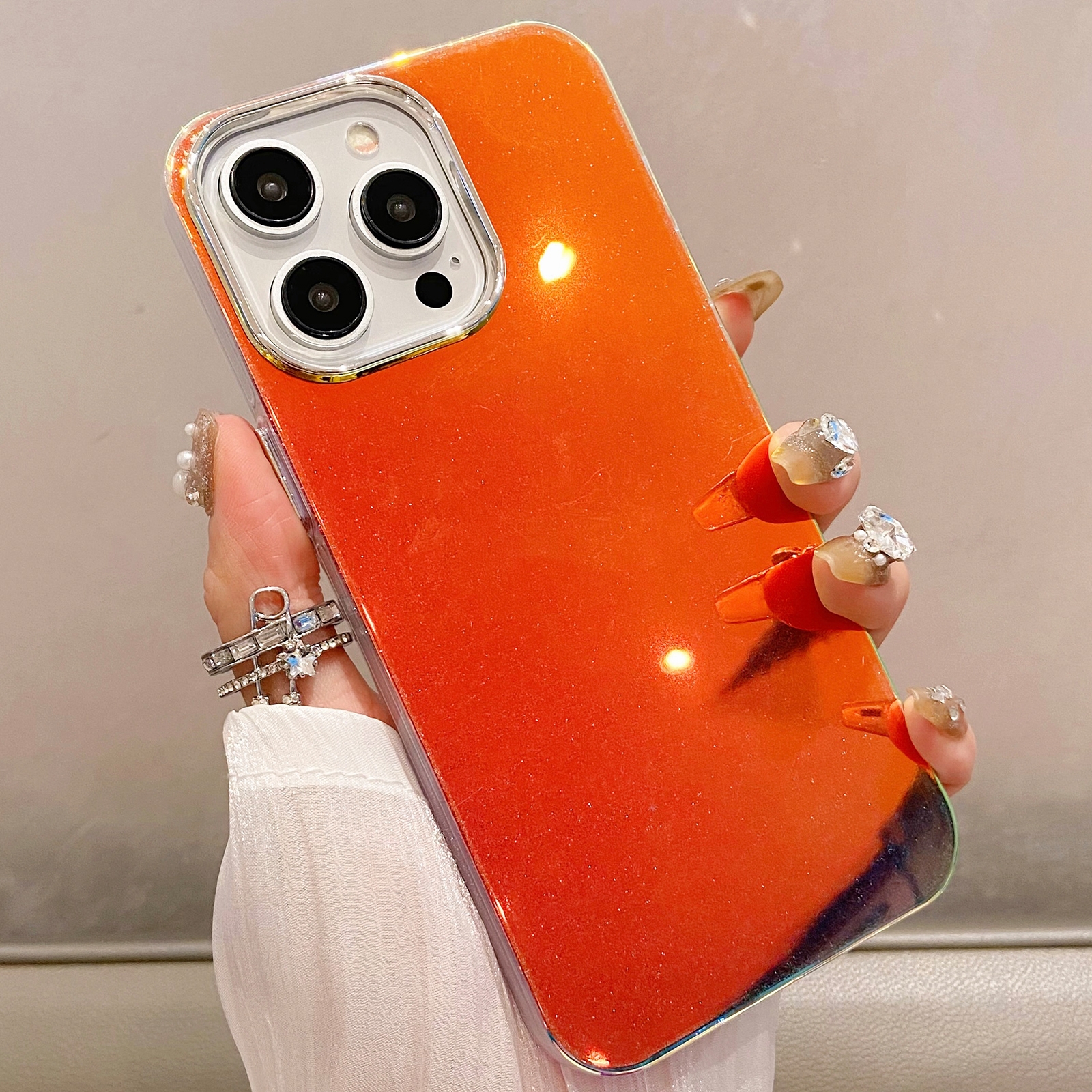 For iPhone 13 Pro Max Mirror Glitter IMD Phone Case(Red) - Shopkiz.com