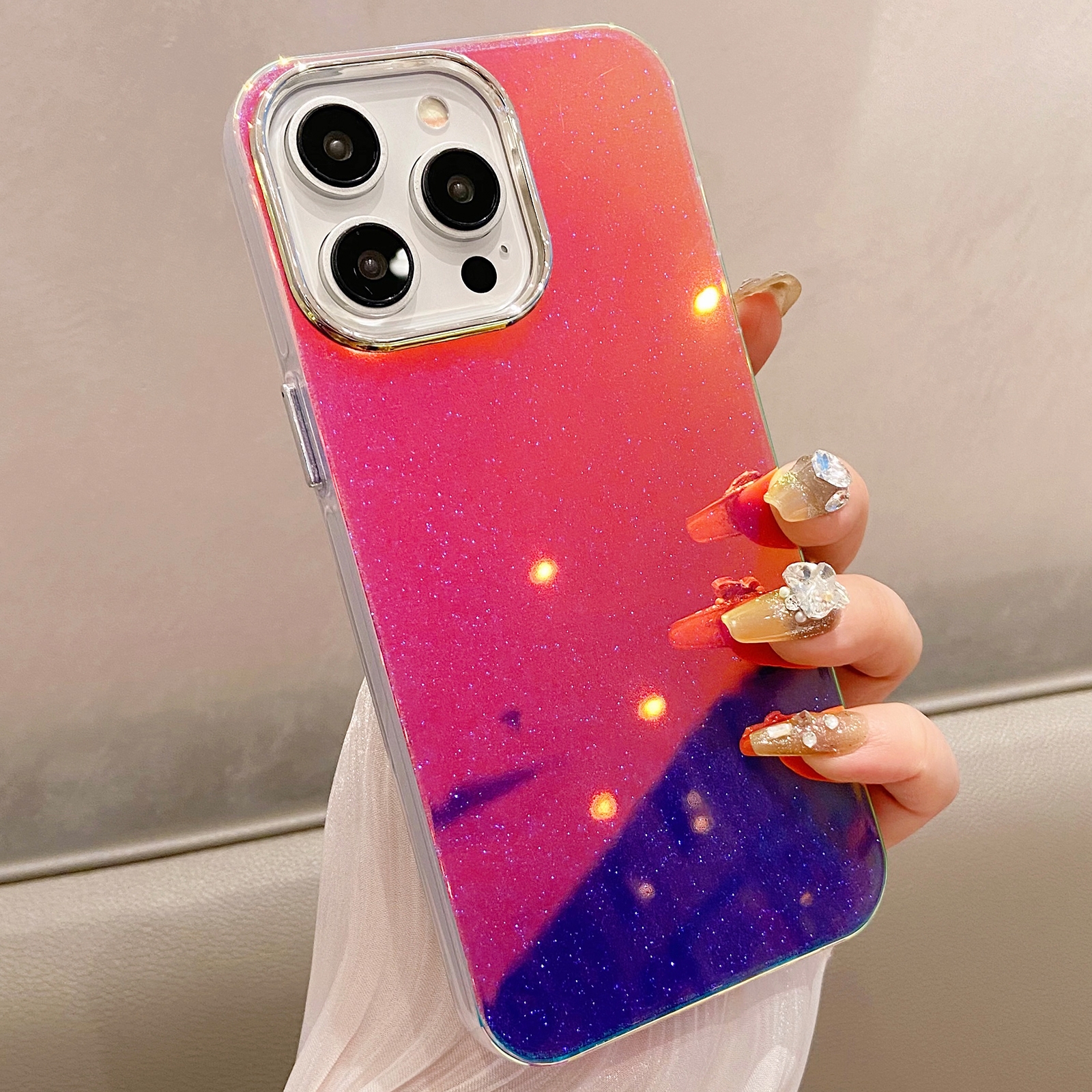 For iPhone 12 Pro Mirror Glitter IMD Phone Case(Purple) - Shopkiz.com