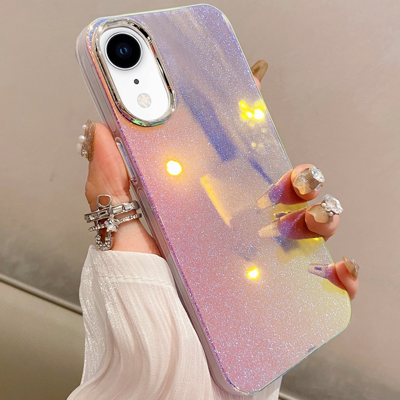 For iPhone XR Mirror Glitter IMD Phone Case(Silver) - Shopkiz.com