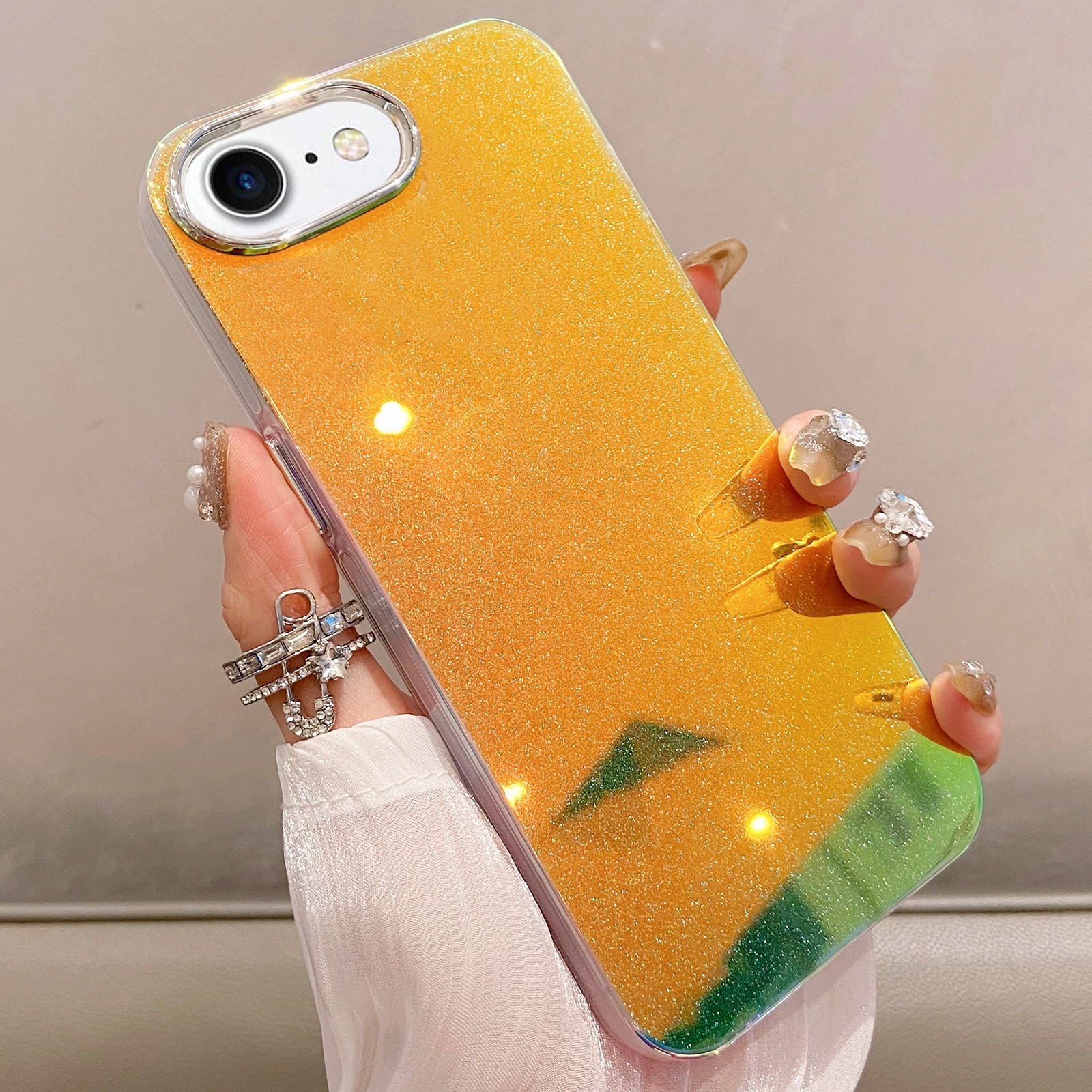 For iPhone SE 2022 / 2020 / 8 / 7 Mirror Glitter IMD Phone Case(Yellow) - Shopkiz.com