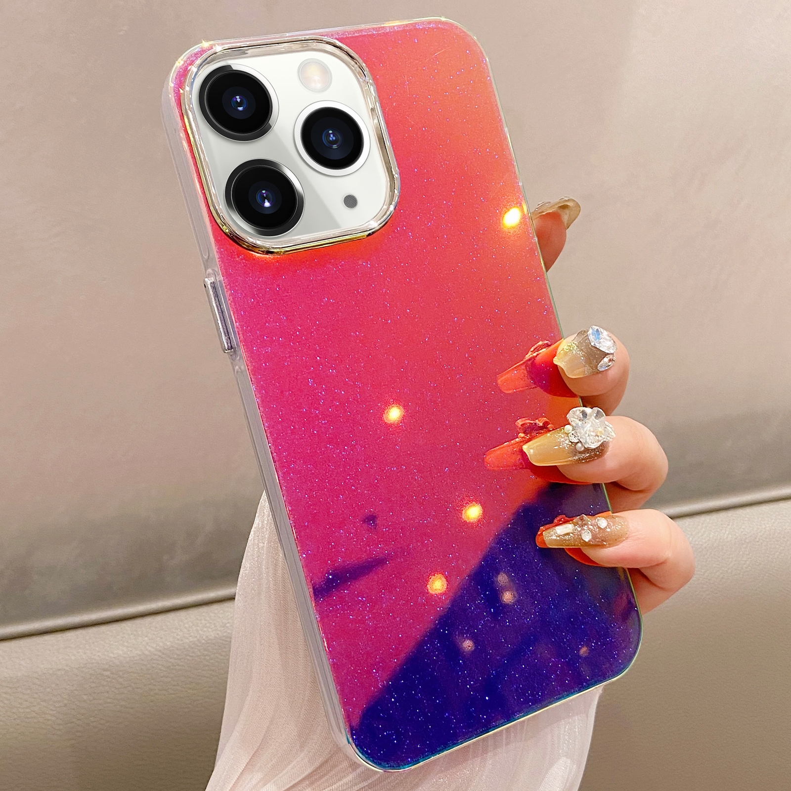 For iPhone 11 Pro Max Mirror Glitter IMD Phone Case(Purple) - Shopkiz.com