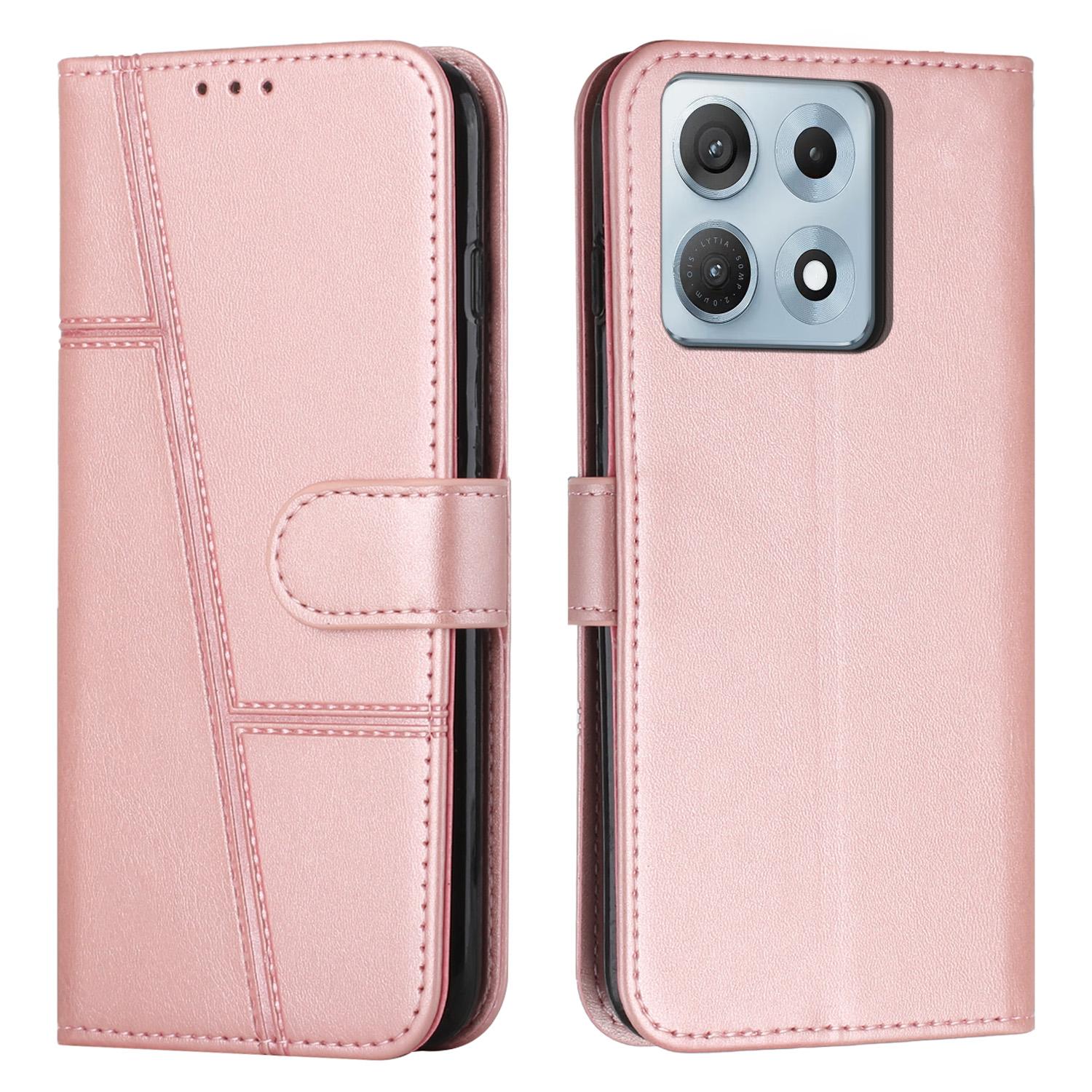 For Motorola Edge 70 Max 5G Stitching Calf Texture Buckle Leather Phone Case(Rose Gold) - Shopkiz.com
