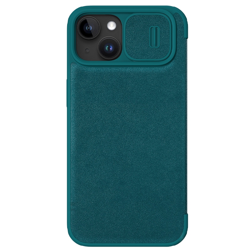 For iPhone 15 NILLKIN QIN Series Pro Plain Leather Phone Case(Green) - Shopkiz.com