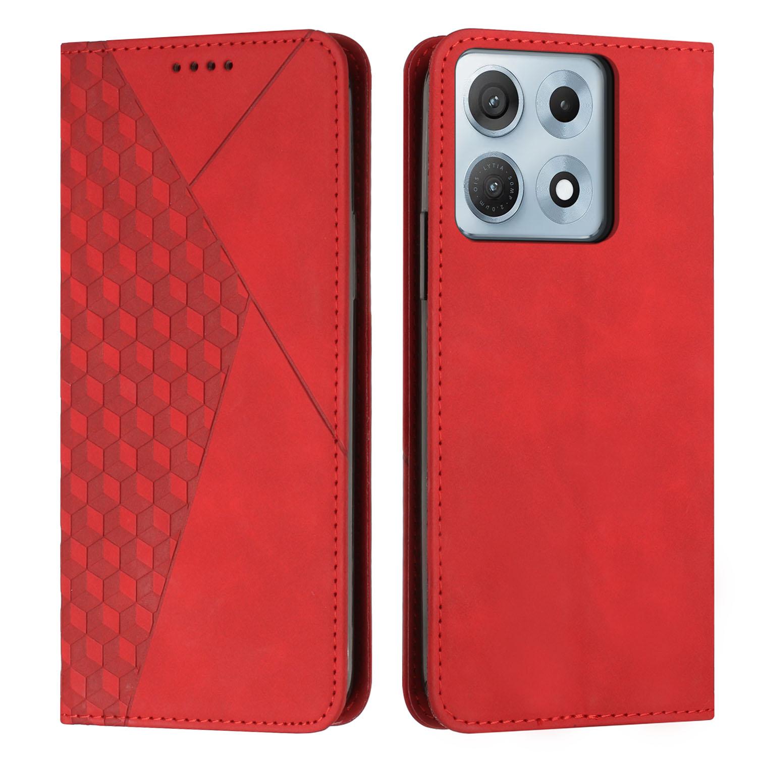 For Motorola Edge 70 Max 5G Diamond Splicing Skin Feel Magnetic Leather Phone Case(Red) - Shopkiz.com