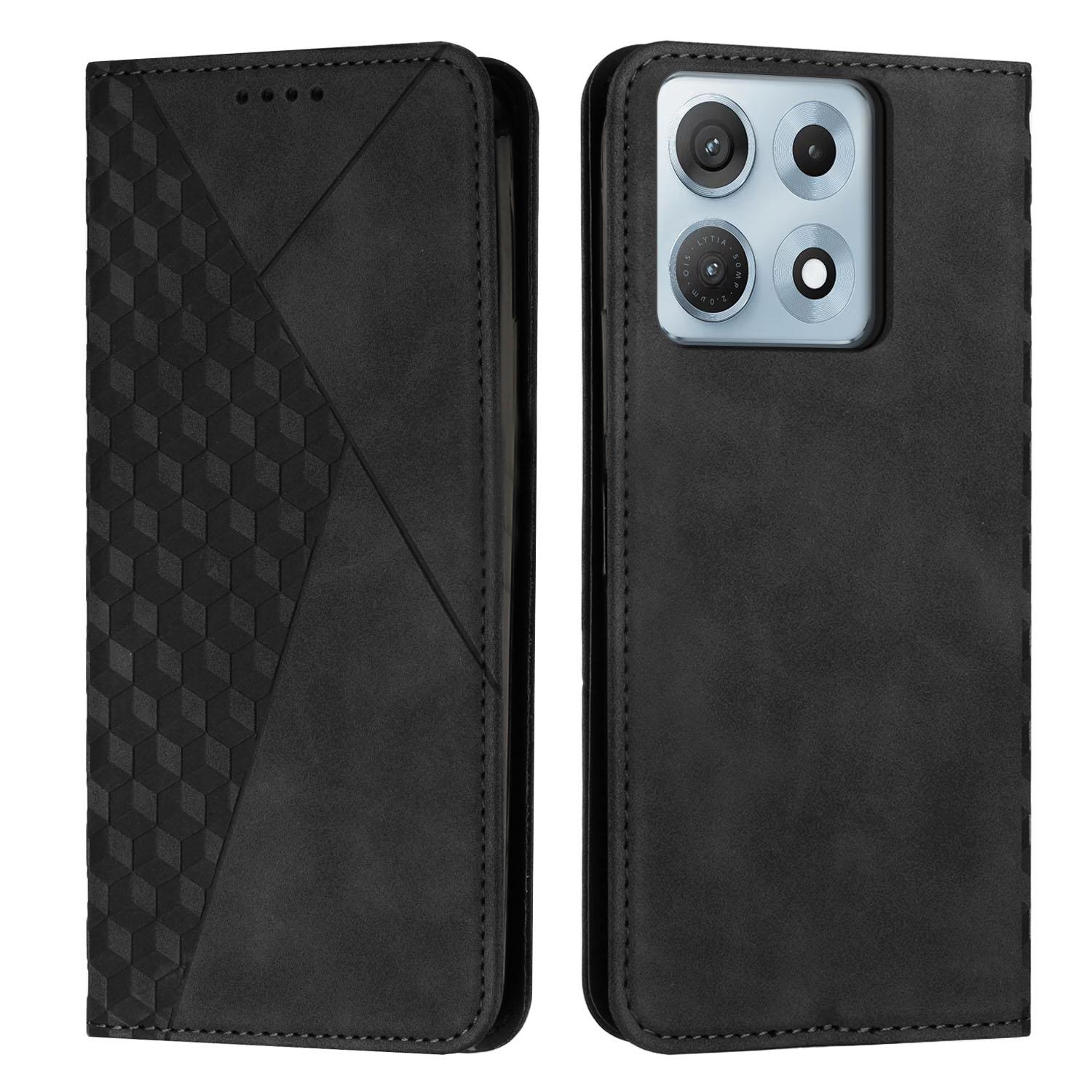 For Motorola Edge 70 Max 5G Diamond Splicing Skin Feel Magnetic Leather Phone Case(Black) - Shopkiz.com