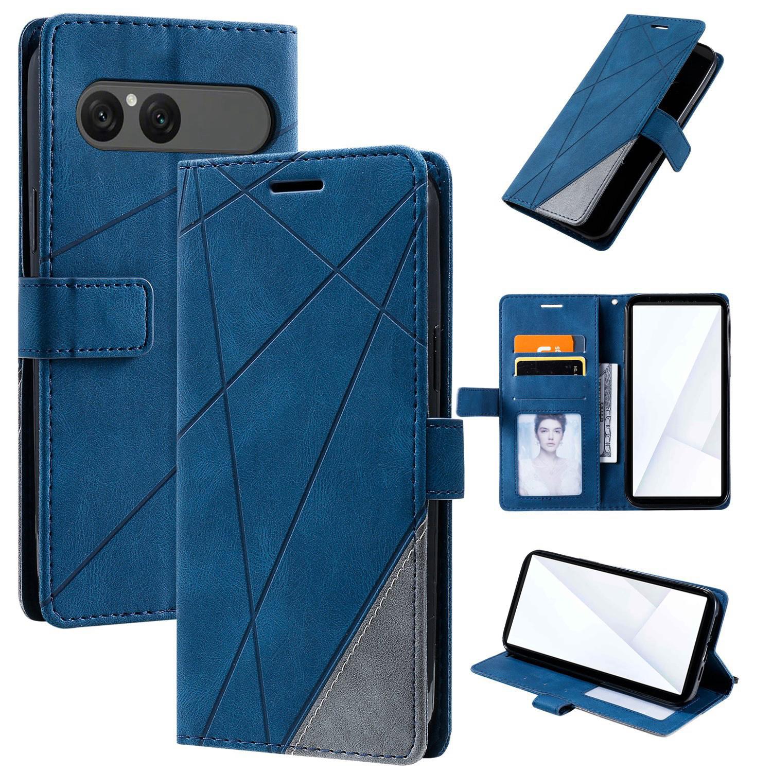 For Sony Xperia 10 VII Skin Feel Splicing Leather Phone Case(Blue) - Shopkiz.com