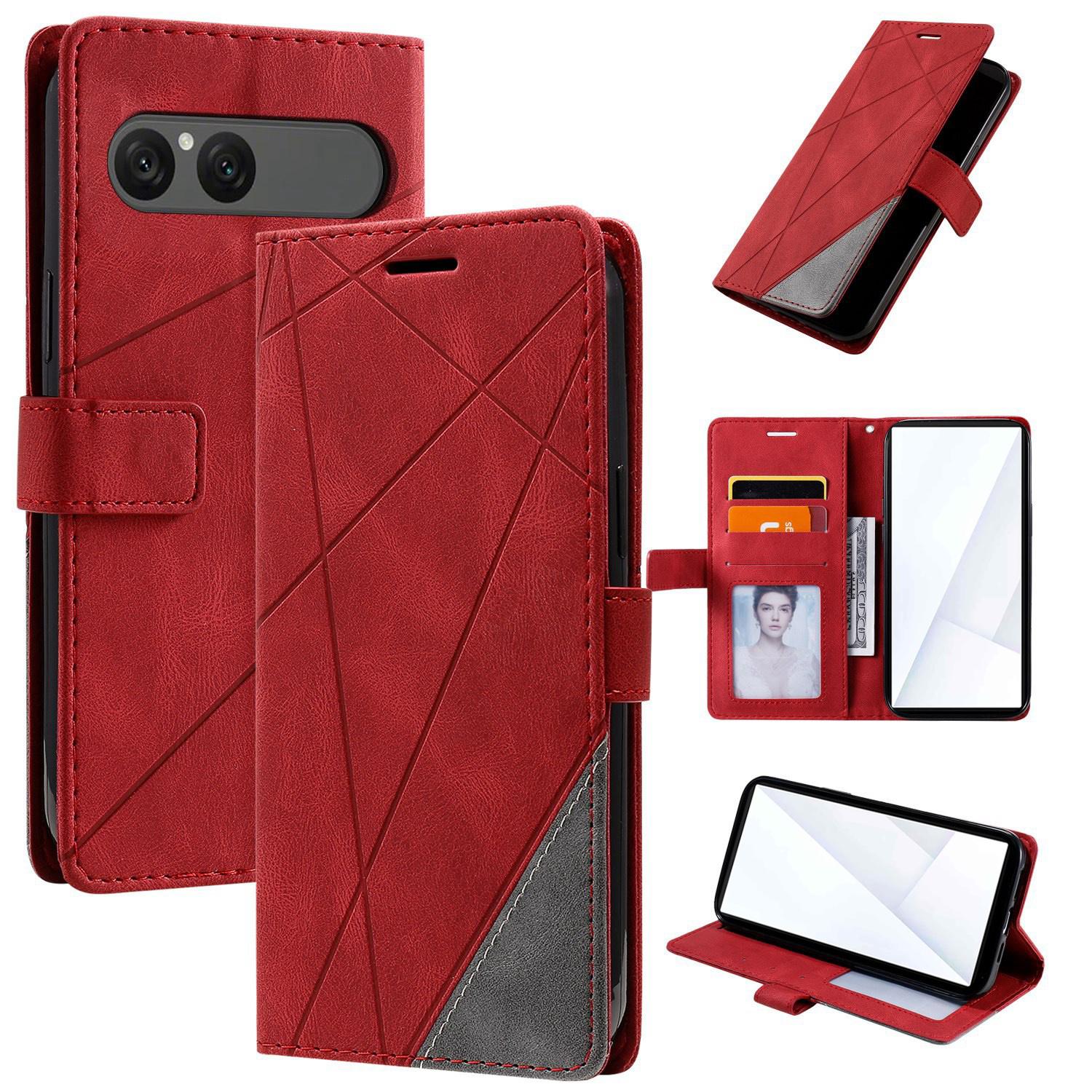For Sony Xperia 10 VII Skin Feel Splicing Leather Phone Case(Red) - Shopkiz.com