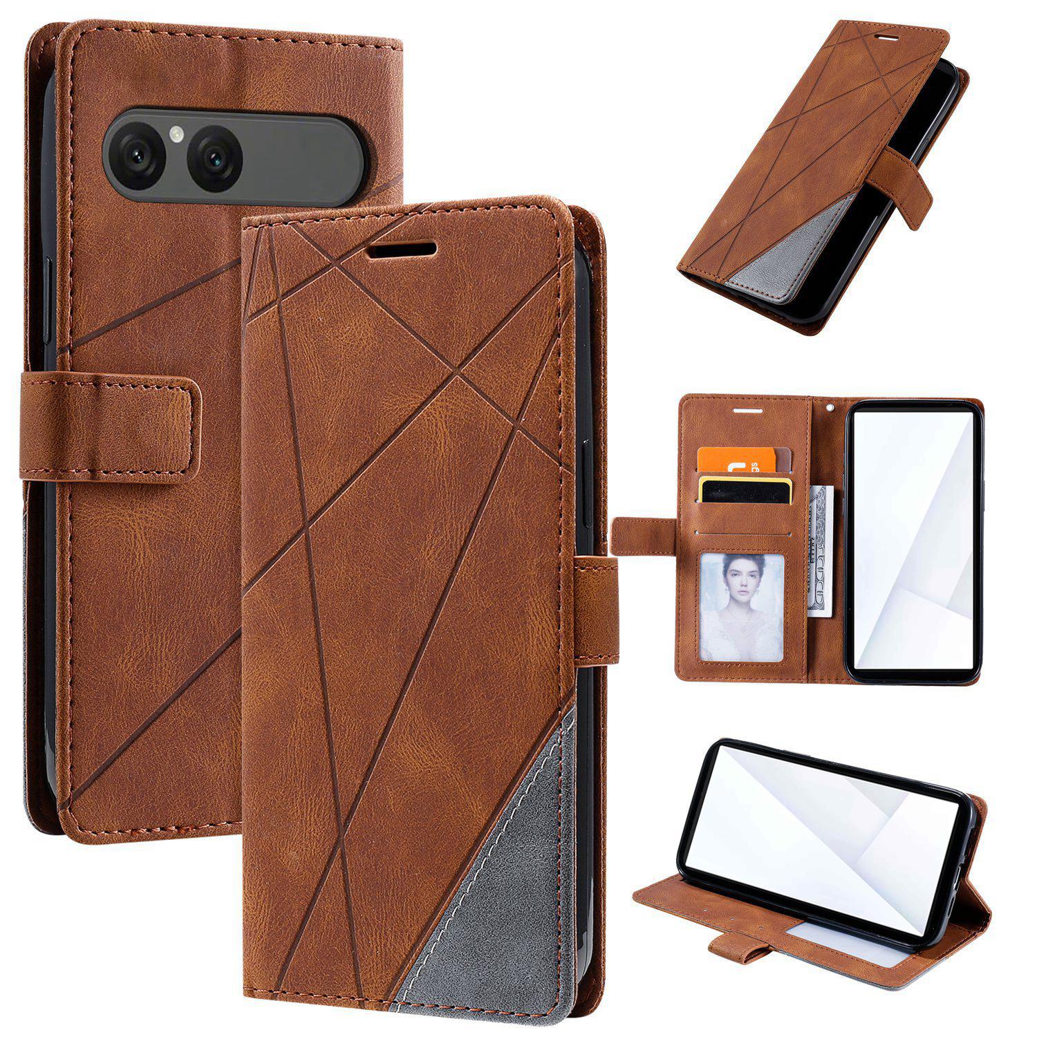 For Sony Xperia 10 VII Skin Feel Splicing Leather Phone Case(Brown) - Shopkiz.com