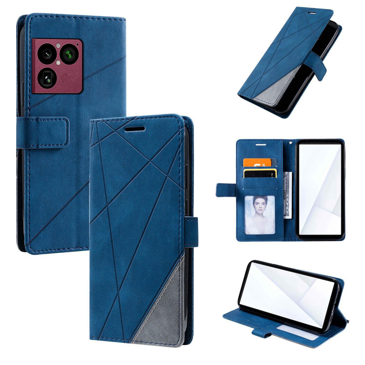 For Sony Xperia 1 VIII Skin Feel Splicing Leather Phone Case(Blue) - Shopkiz.com