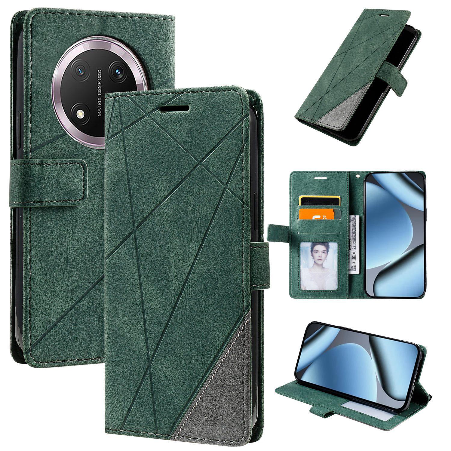 For Honor X9c / Magic7 Lite Skin Feel Splicing Leather Phone Case(Green) - Shopkiz.com
