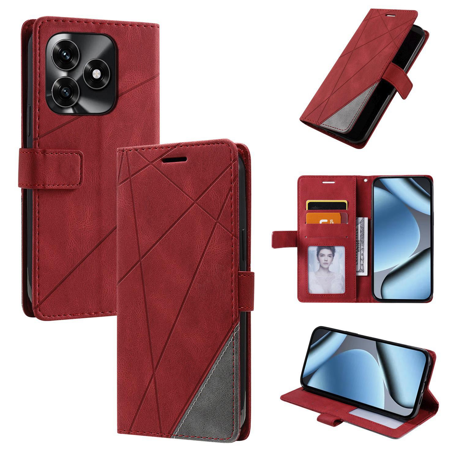 For Honor X5c / X5c Plus 4G / Play 10A 4G Skin Feel Splicing Leather Phone Case(Red) - Shopkiz.com