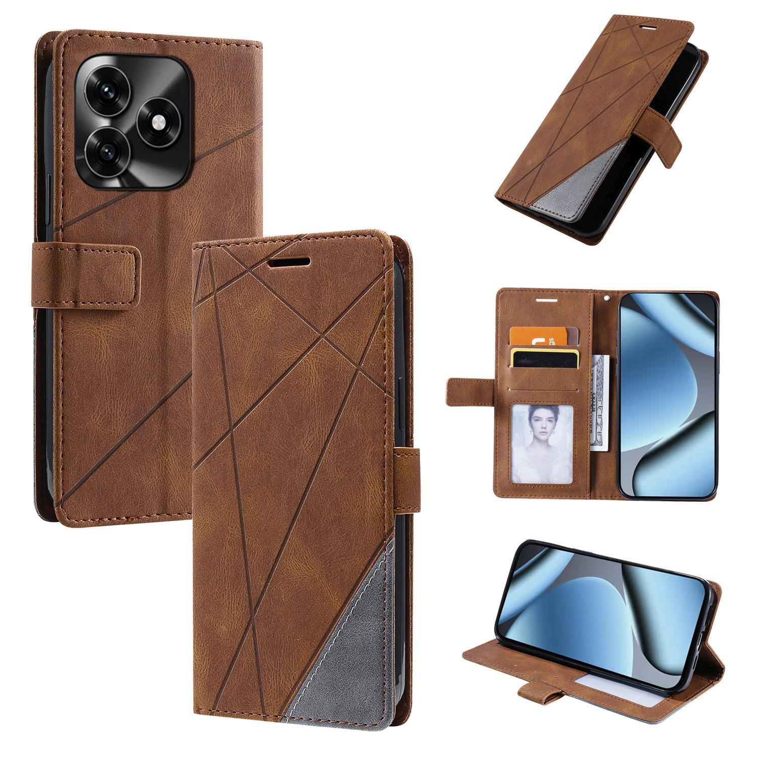 For Honor X5c / X5c Plus 4G / Play 10A 4G Skin Feel Splicing Leather Phone Case(Brown) - Shopkiz.com