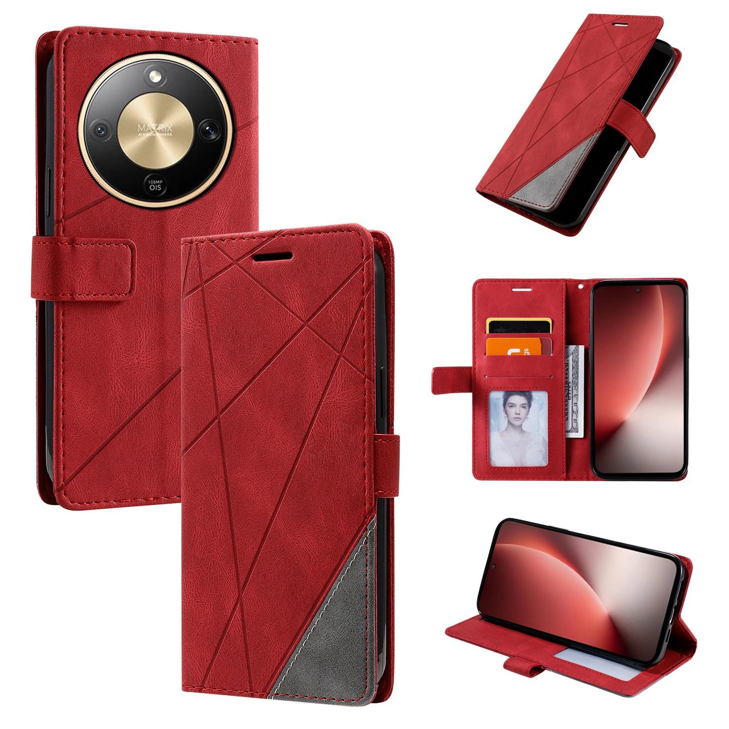 For Honor X9d / Magic8 Lite Skin Feel Splicing Leather Phone Case(Red) - Shopkiz.com