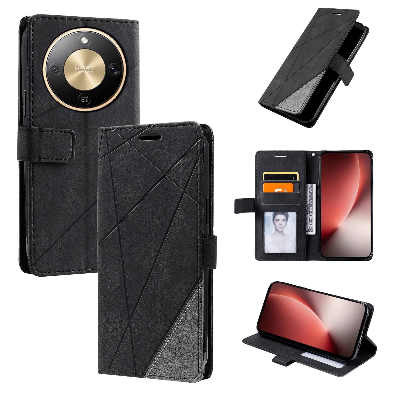 For Honor X9d / Magic8 Lite Skin Feel Splicing Leather Phone Case(Black) - Shopkiz.com