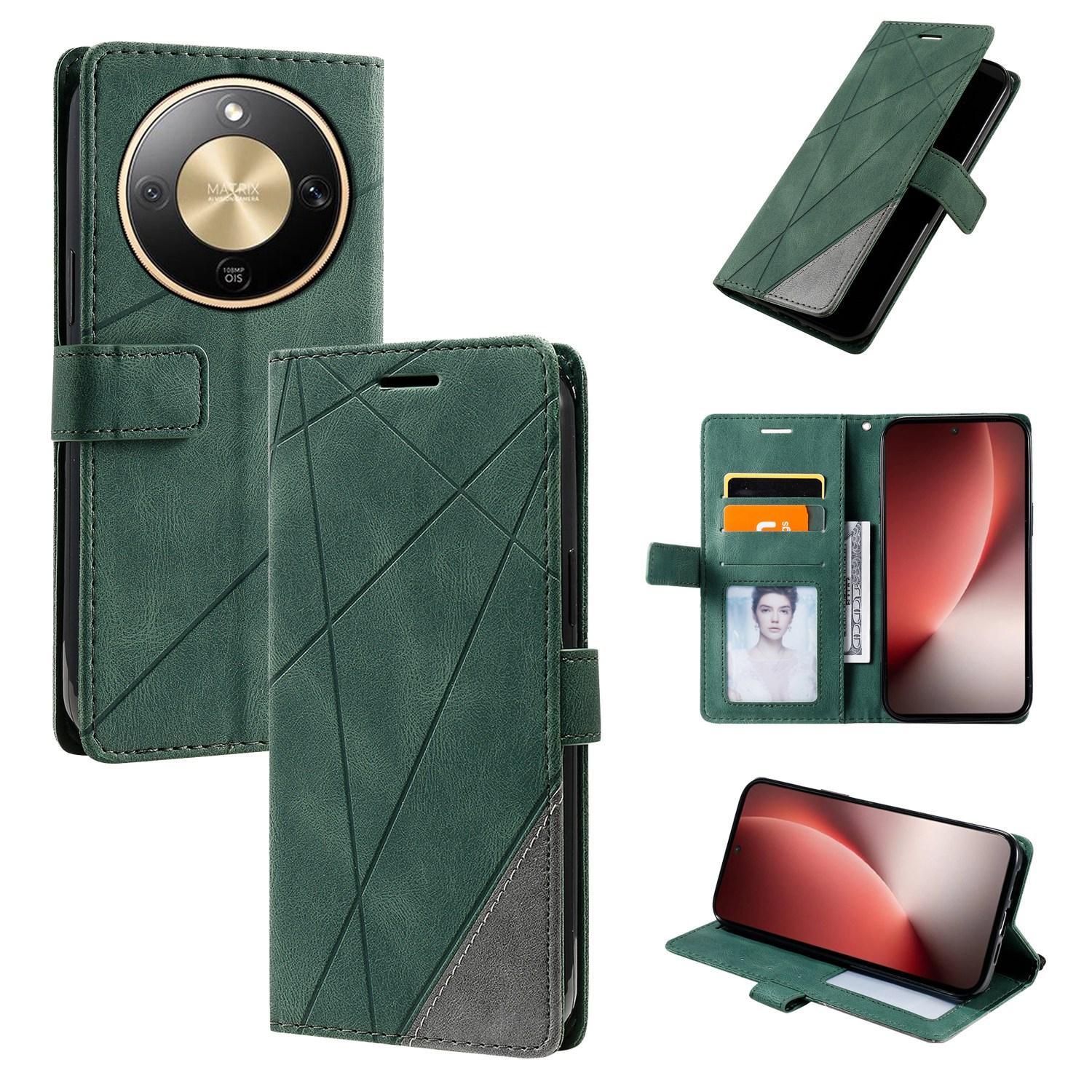 For Honor X9d / Magic8 Lite Skin Feel Splicing Leather Phone Case(Green) - Shopkiz.com