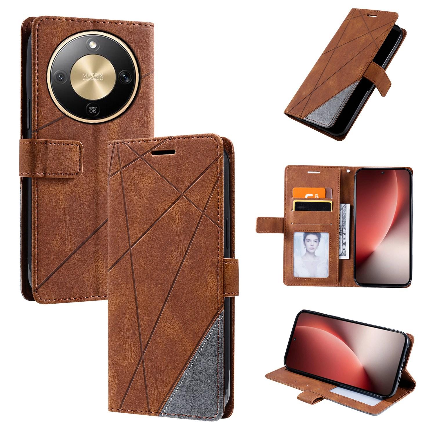 For Honor X9d / Magic8 Lite Skin Feel Splicing Leather Phone Case(Brown) - Shopkiz.com